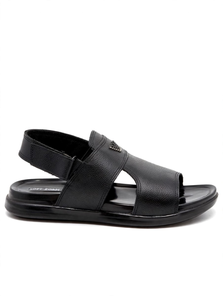 Emporio Armani Black Leather Sandal
