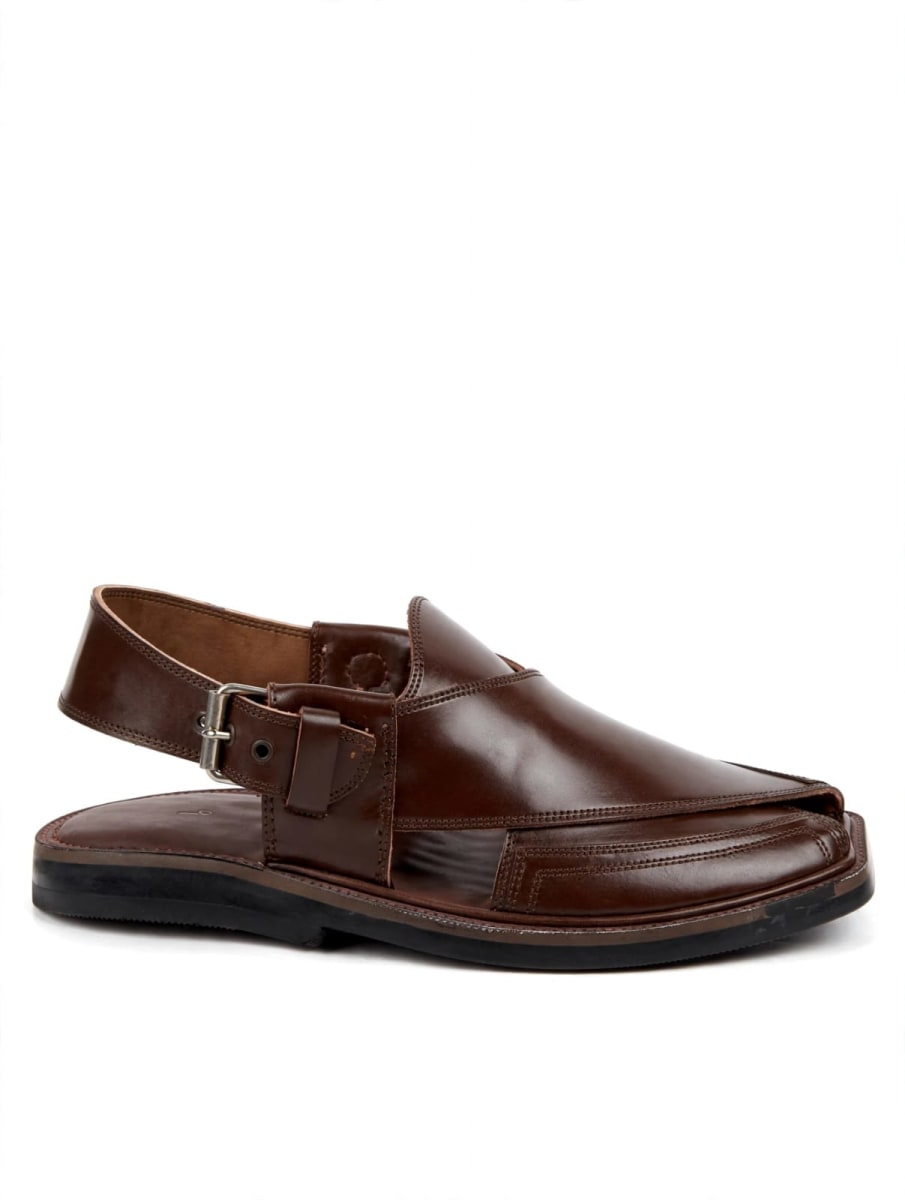 Brown Leather Peshawari Chappal