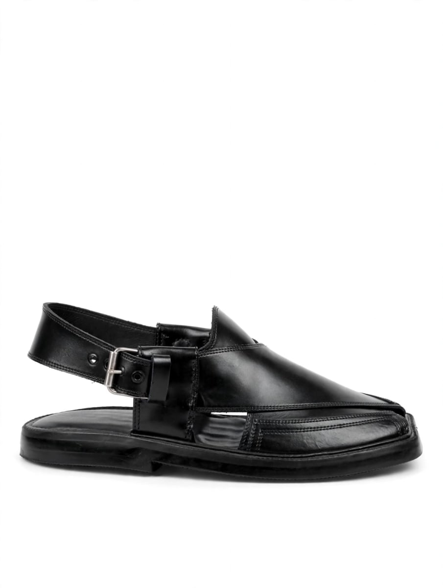 Jet Black Peshawari Chappal