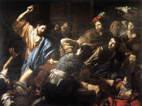 21. What did Jesus do to the money changers he found in the Temple?