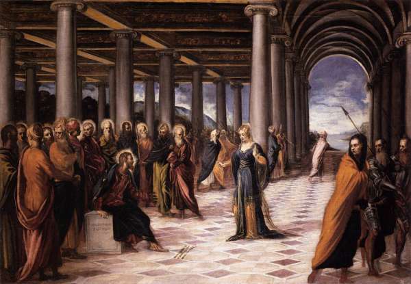 45. Jesus came upon a woman about to be publicly stoned for which crime?
