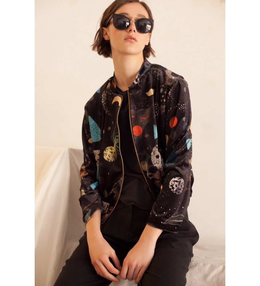 Galaxy Print Bomber Jacket Galaxy Print Bomber Jacket