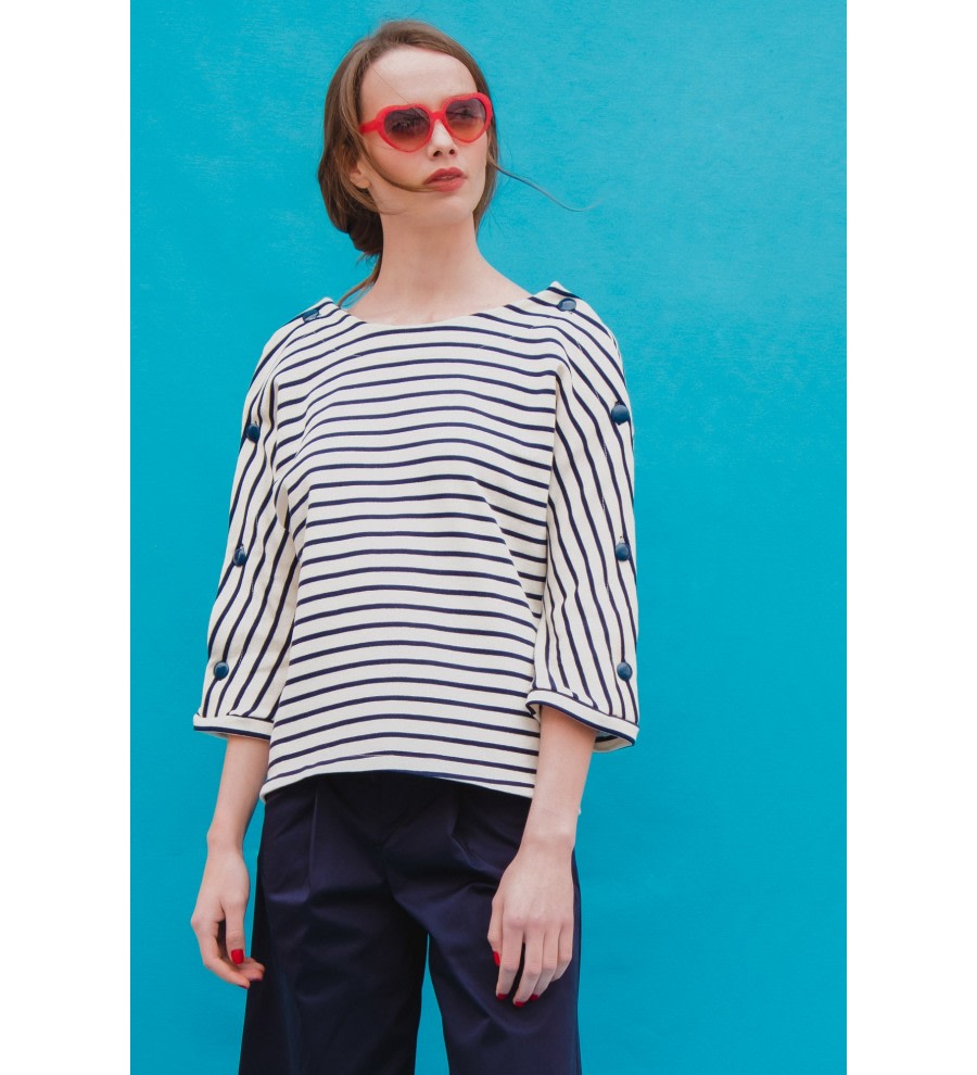 Striped Navy Jersey Top Striped Navy Jersey Top