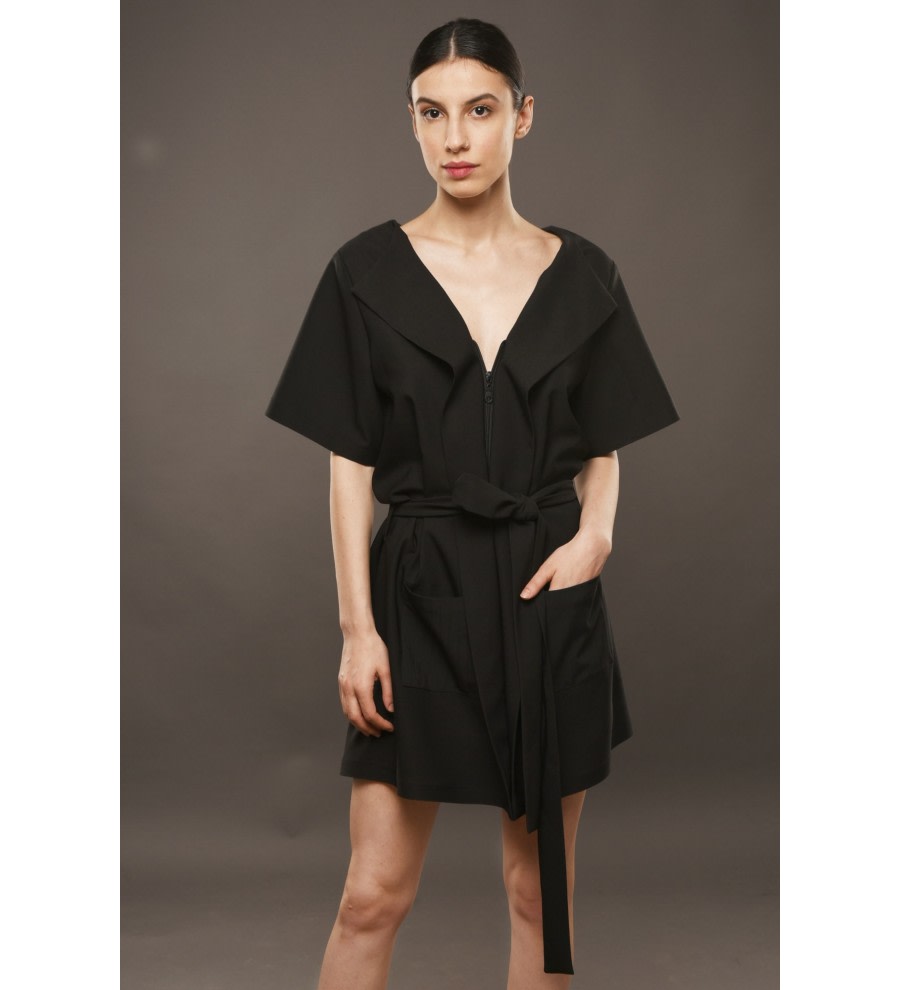 Black Mini Robe Dress Black Mini Robe Dress