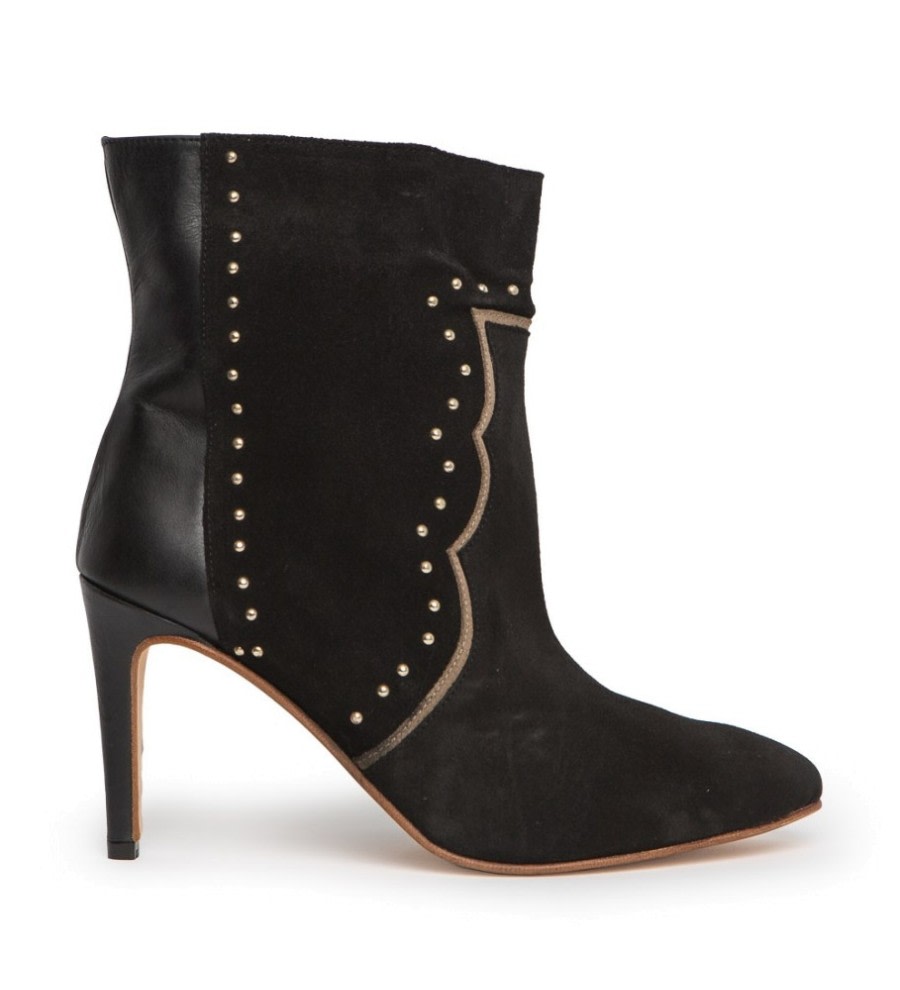 Black Studded High-Heel Ankle Boots Black Studded High-Heel Ankle Boots
