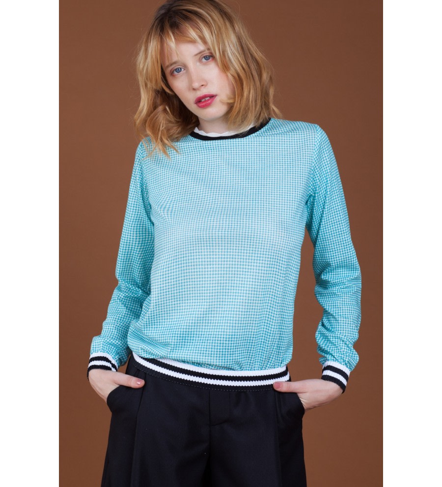 Blue Gingham Long-Sleeve Top Blue Gingham Long-Sleeve Top