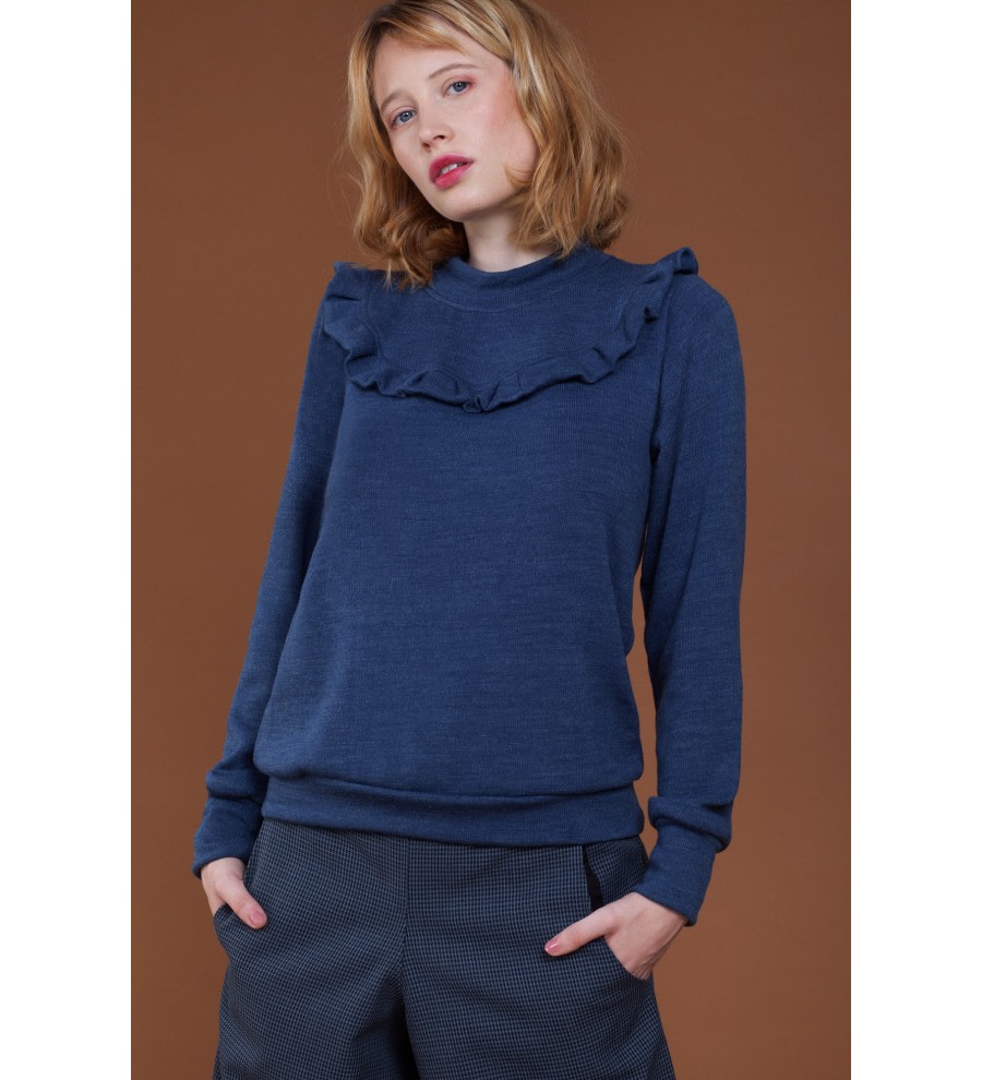 Blue Ruffle Long-Sleeve Sweater Blue Ruffle Long-Sleeve Sweater