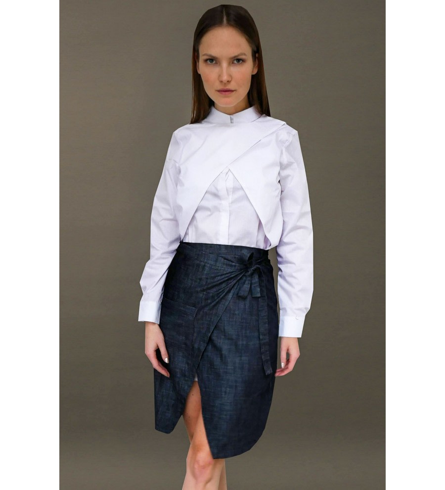 Denim Asymmetric Wrap Skirt Denim Asymmetric Wrap Skirt