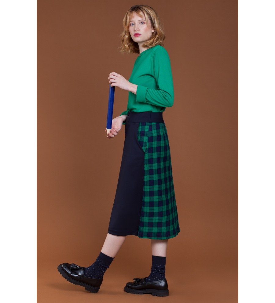 High-Waist Checked Midi Skirt High-Waist Checked Midi Skirt