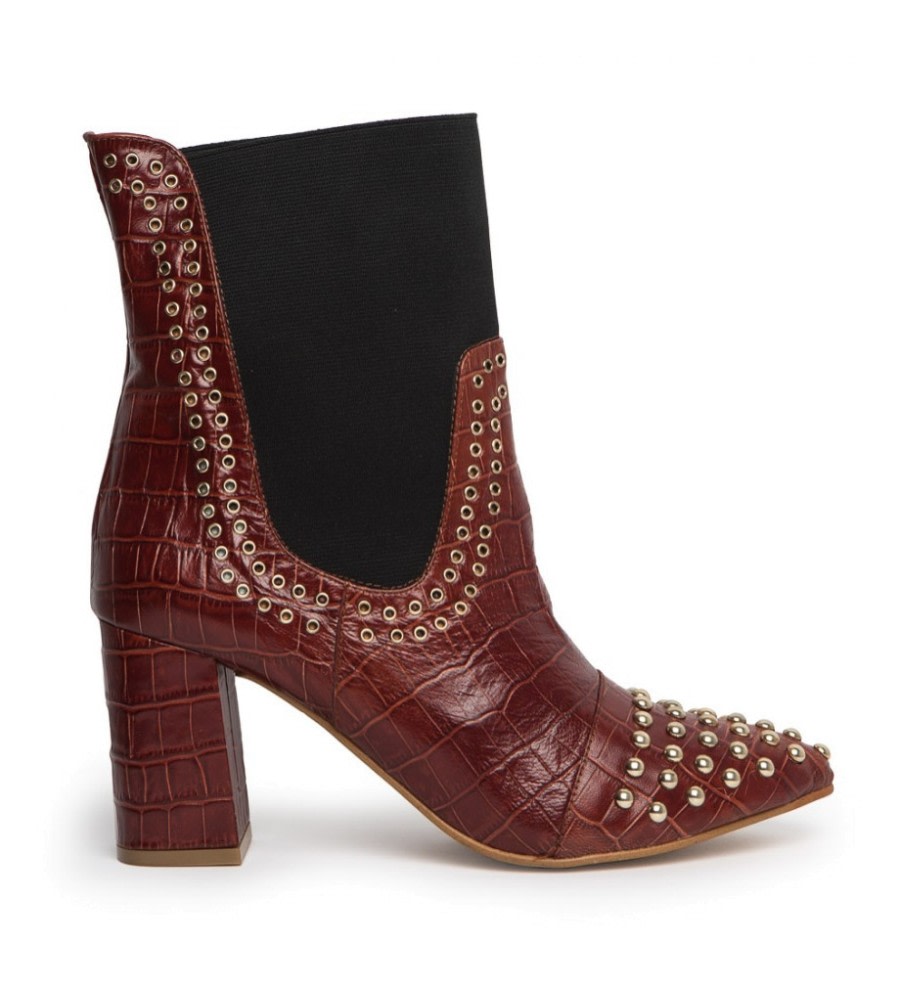Studded Croc-Effect Leather Boots Studded Croc-Effect Leather Boots