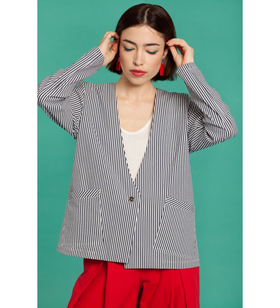 Storm Striped Cotton Blazer Storm Striped Cotton Blazer