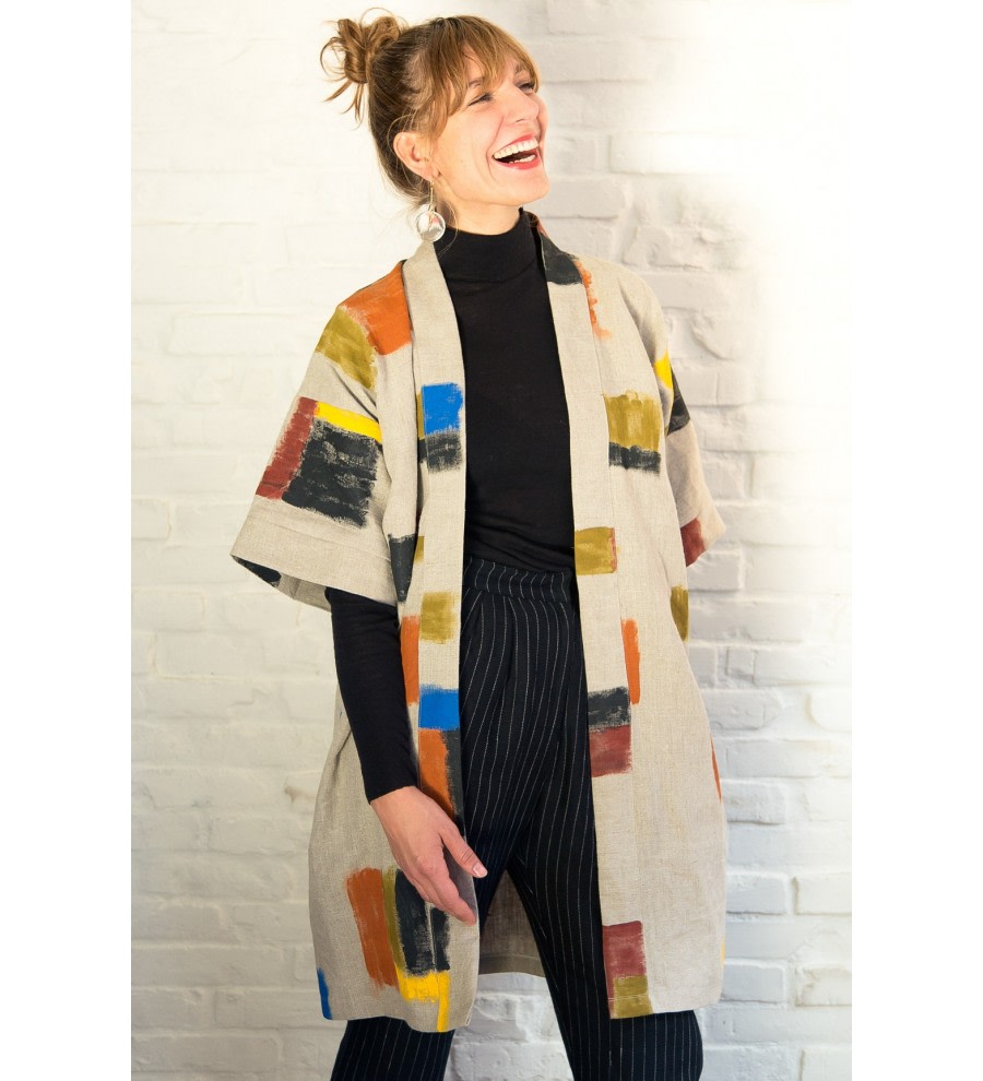 Handpainted Linen Kimono Handpainted Linen Kimono
