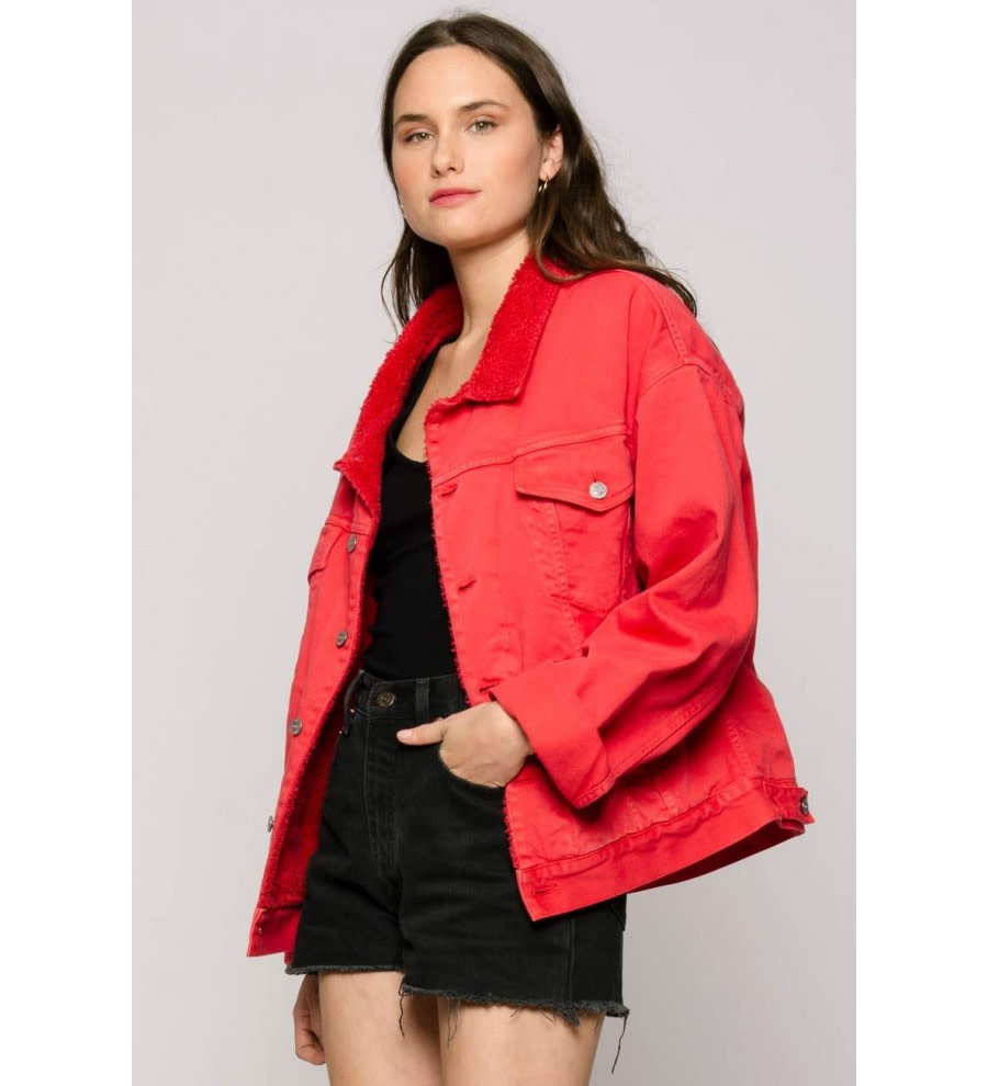 Red Oversized Denim Jacket Red Oversized Denim Jacket