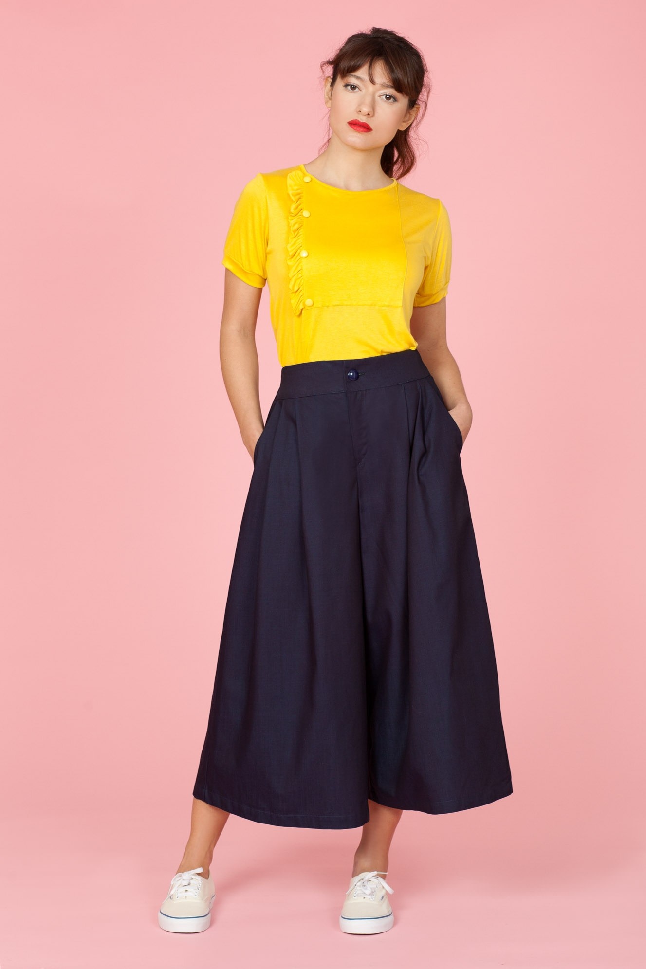 Wide Leg Denim Culottes European Slow Fashion New Dress Code