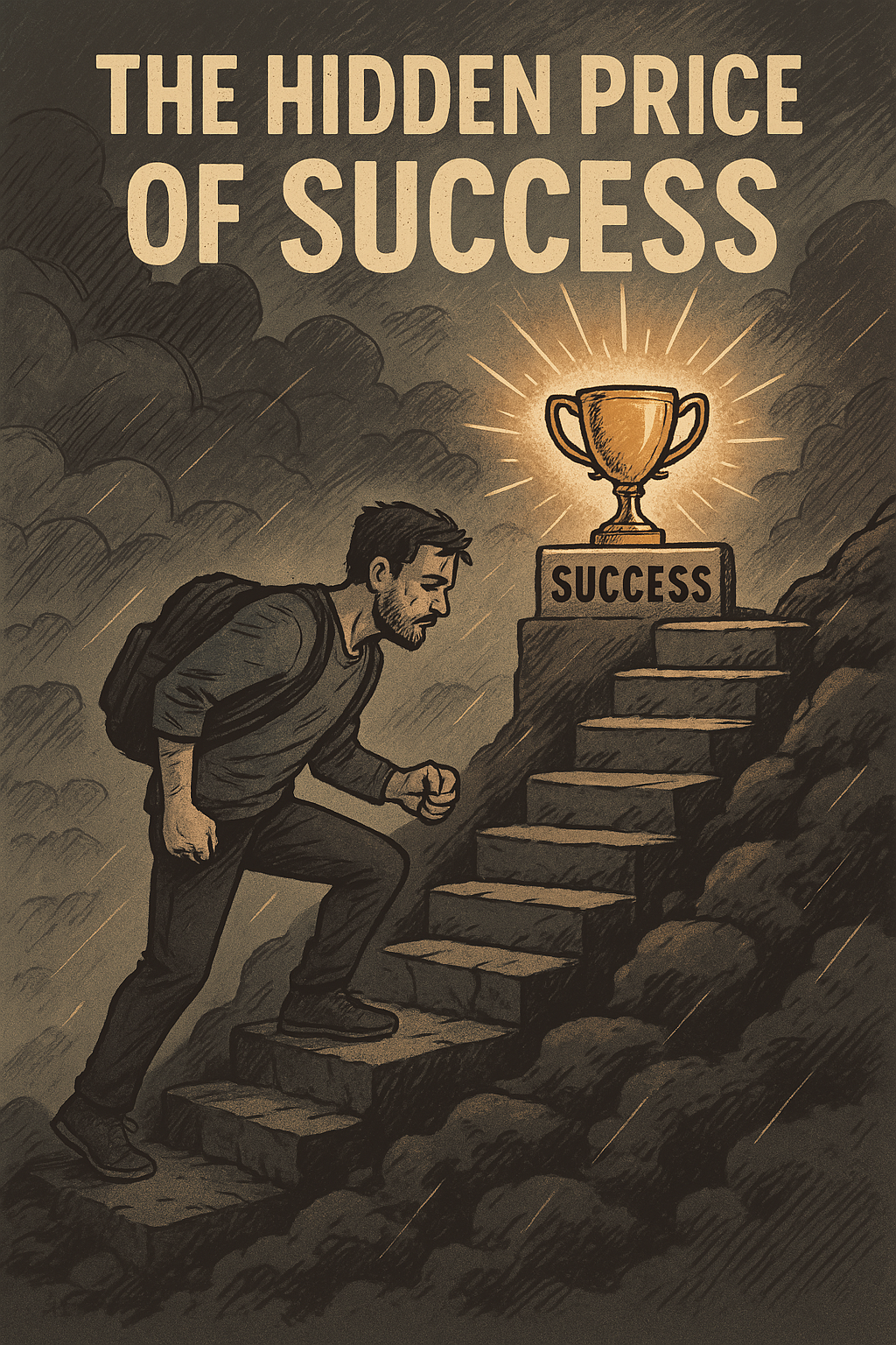 man climbling stairs to success