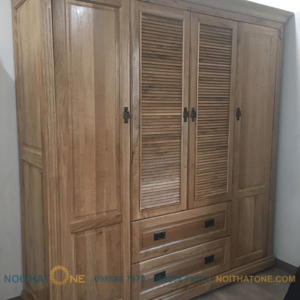Tủ Quần Ao Gỗ Sồi Mỹ La Sach Nệm Lien A