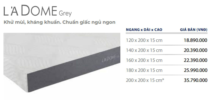 Nệm Liên Á Giá Bao Nhiêu ? 3 Grey15cm