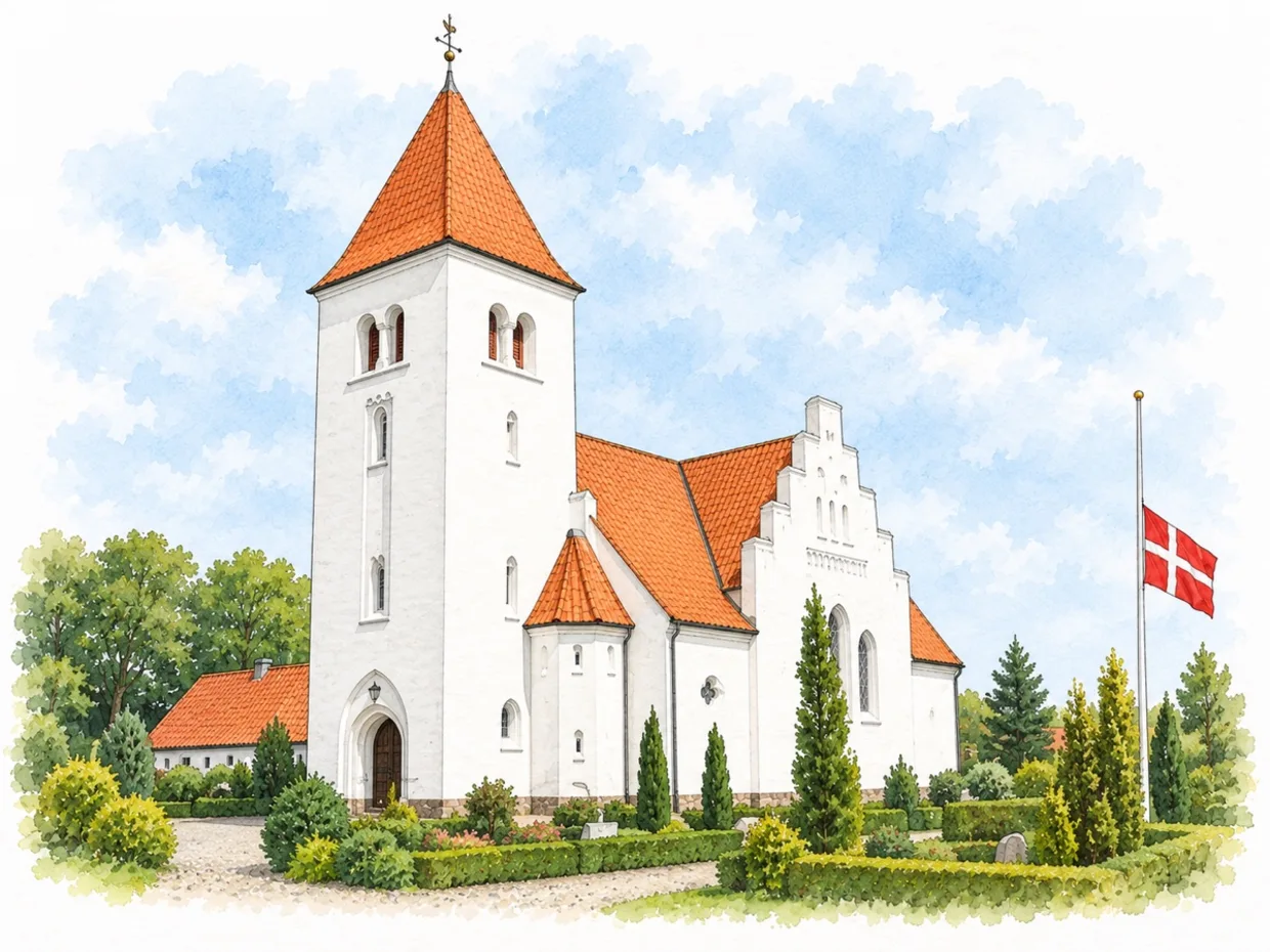 Juelsminde Kirke, stregtegning – Pallisby Begravelser