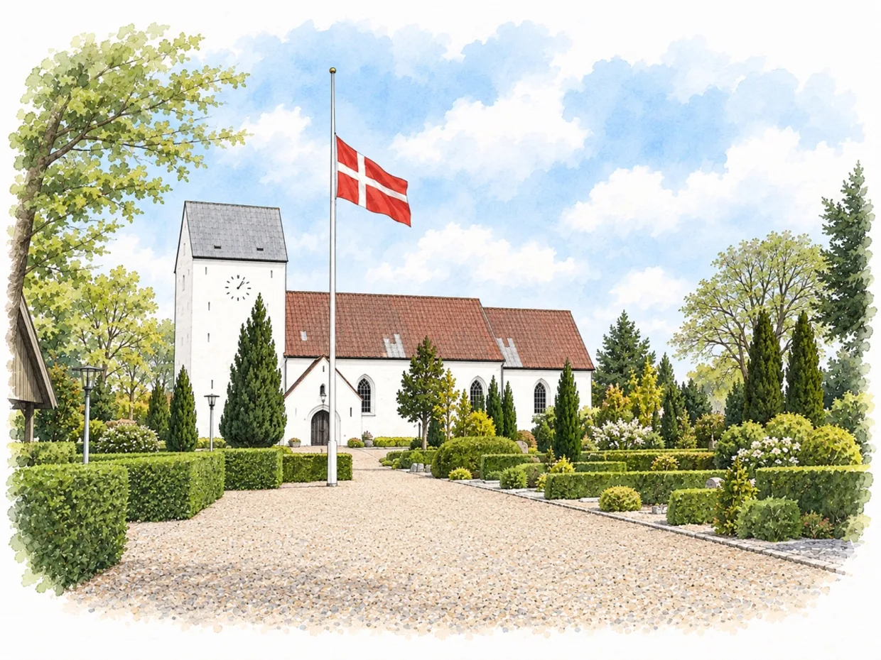Nørre Snede Kirke, stregtegning – Pallisby Begravelser