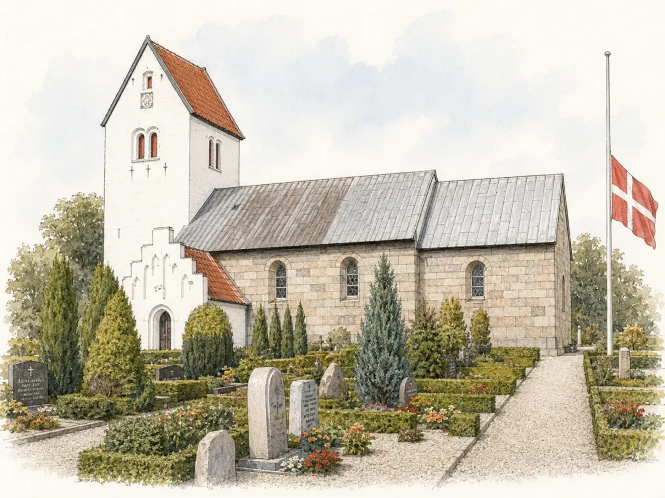 Rødding Kirke, hvor Søhøjlandets Begravelser holder begravelser og bisættelser