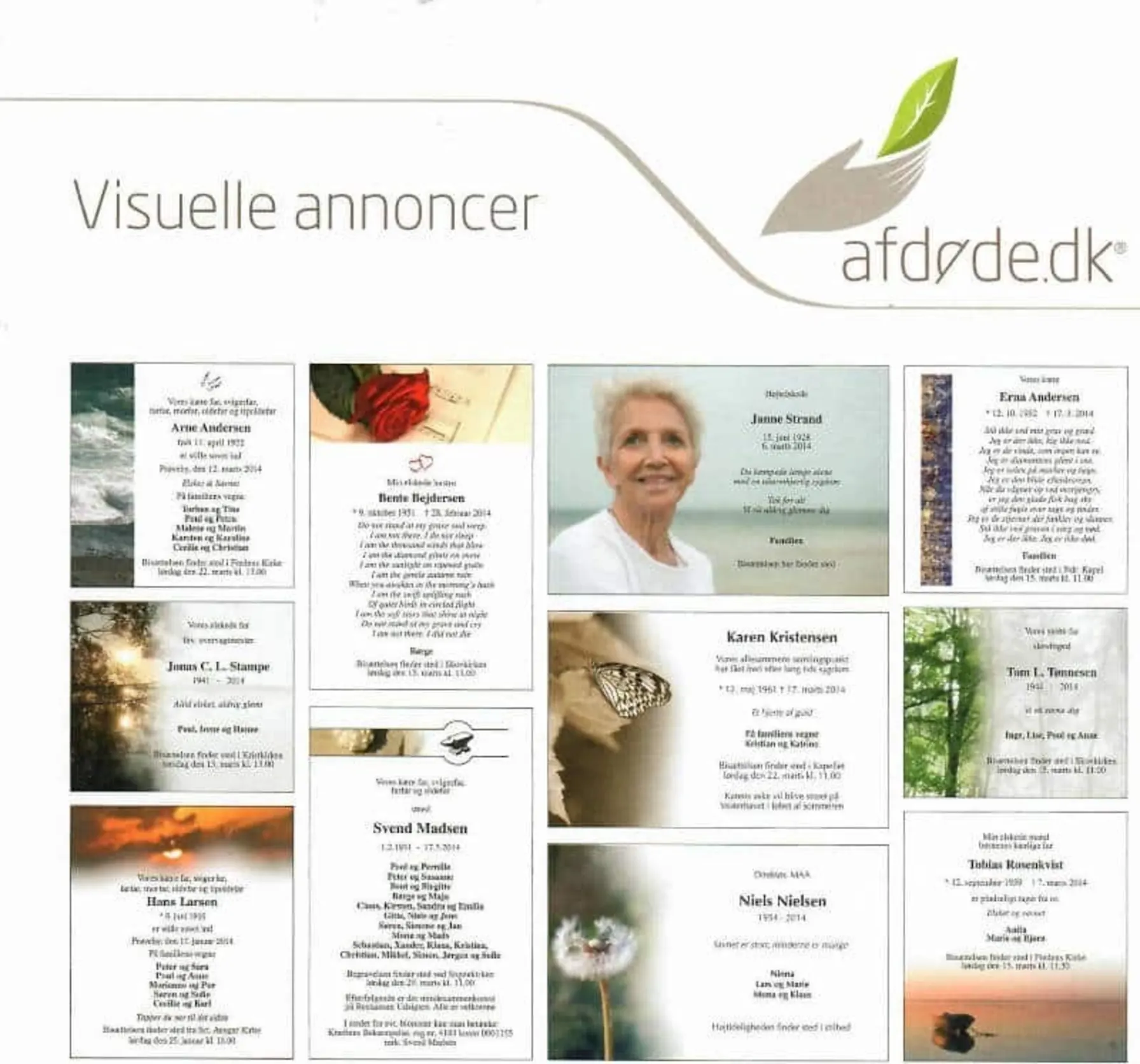 Visuelle annoncer på afdøde.dk