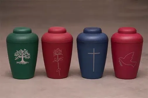 4 urner med forskellige motiver