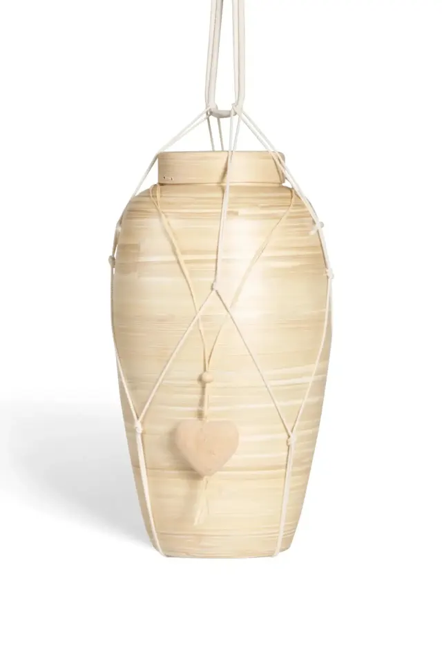 Bambus urne med hjerte i net