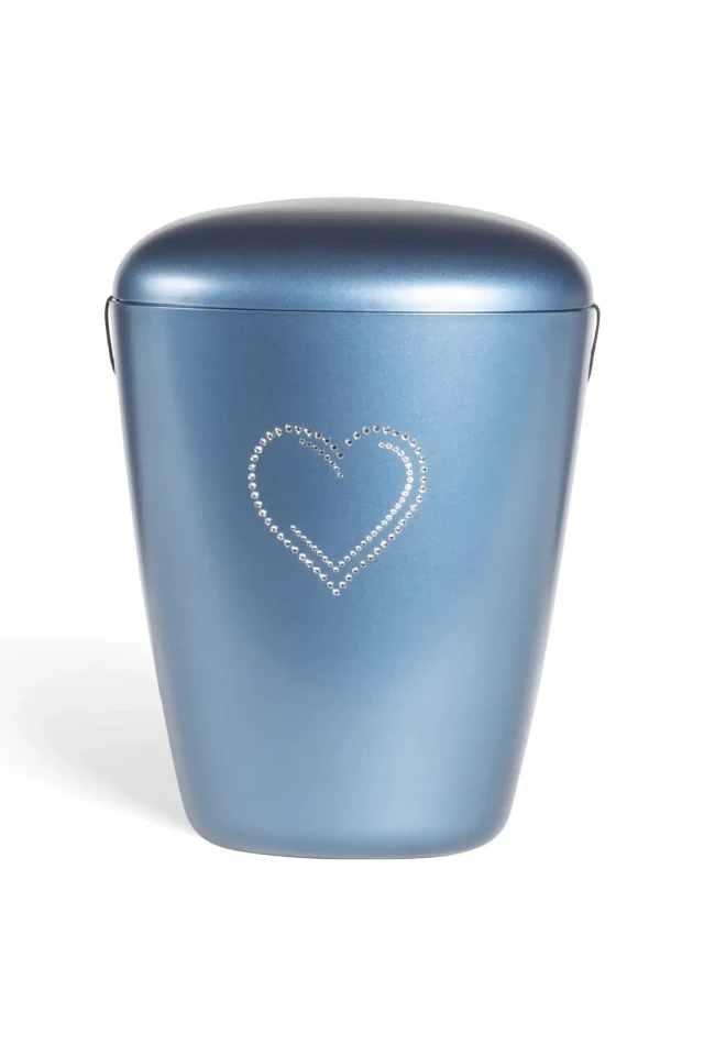 Heim, glossy blå med Swarowski hjerte