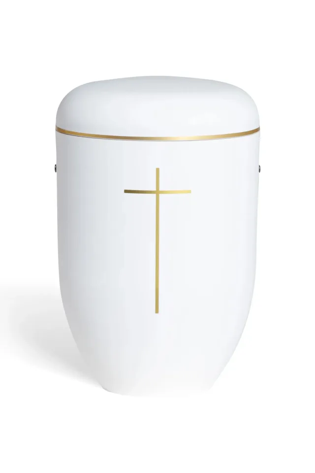 Pludra B, hvid guldkant og kors