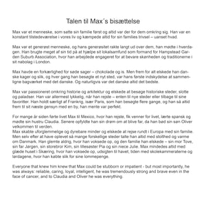 The speech given at Max's funeral