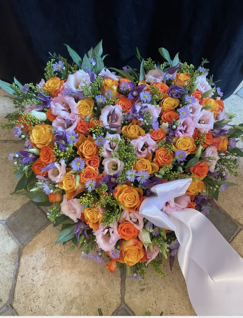 hjerte i orange/ lilla farver 