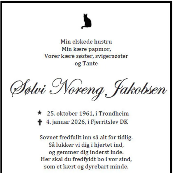 Dødsannonsen findes kun her og på Facebook. 