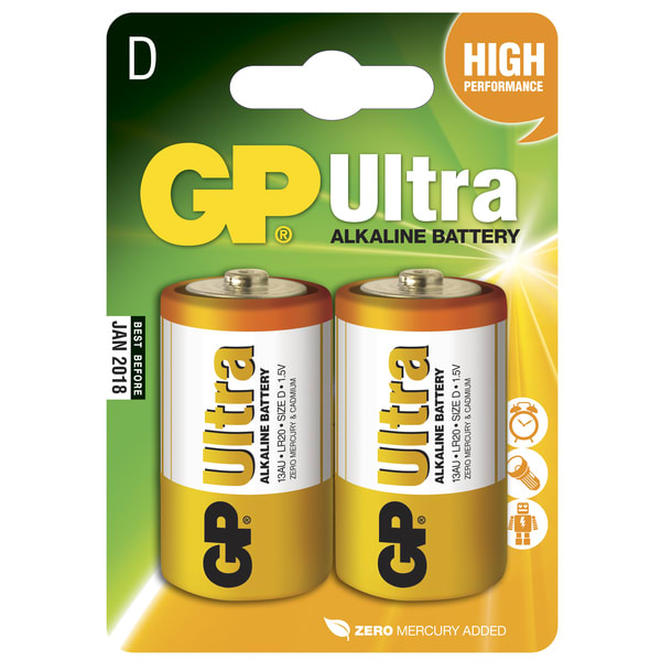 Ultra Alkaline GP 13AU U2 (LR20/D) 1,5V,2-pk Blister