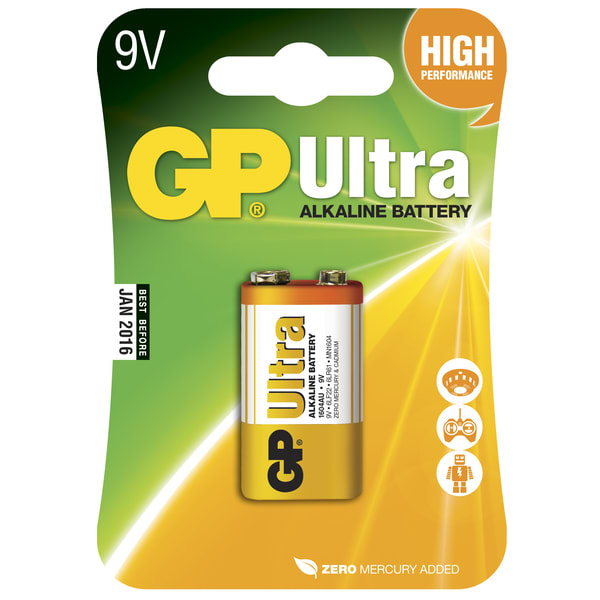 Ultra Alkaline GP 1604AU U1 (6LF22/9V) 9V,Blister