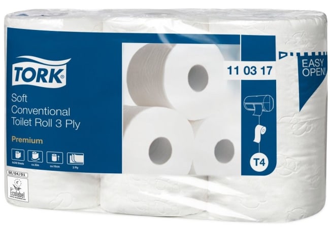 Toalettpapir T4 Tork Premium 3-lags soft (35m x 42rl)