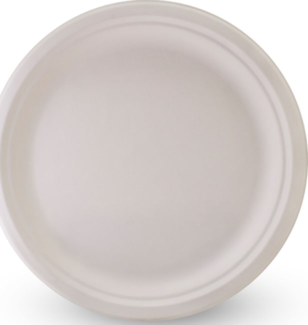 Papp Tallerken 25Cm, Hvit Bagasse, Flat