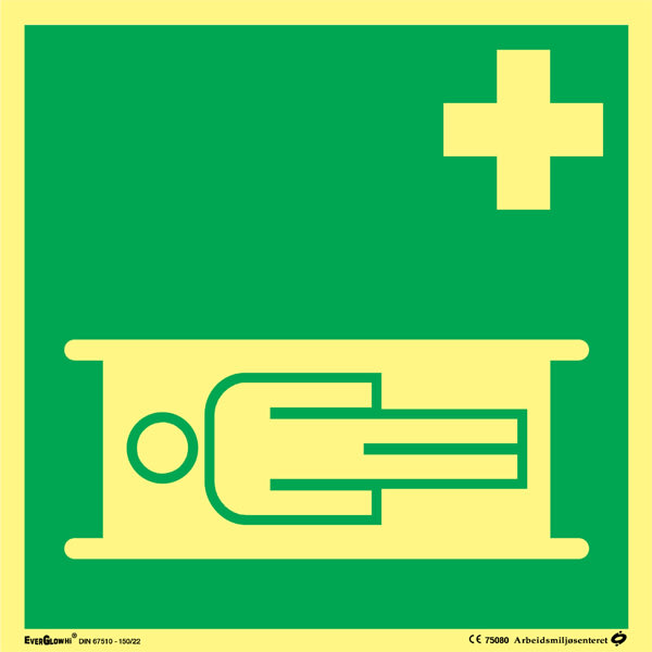 Skilt Sykebåre 200x200mm Alu. Etterlysende