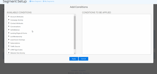 Choosing segment conditions based on Account Attributes in the Segment Builder