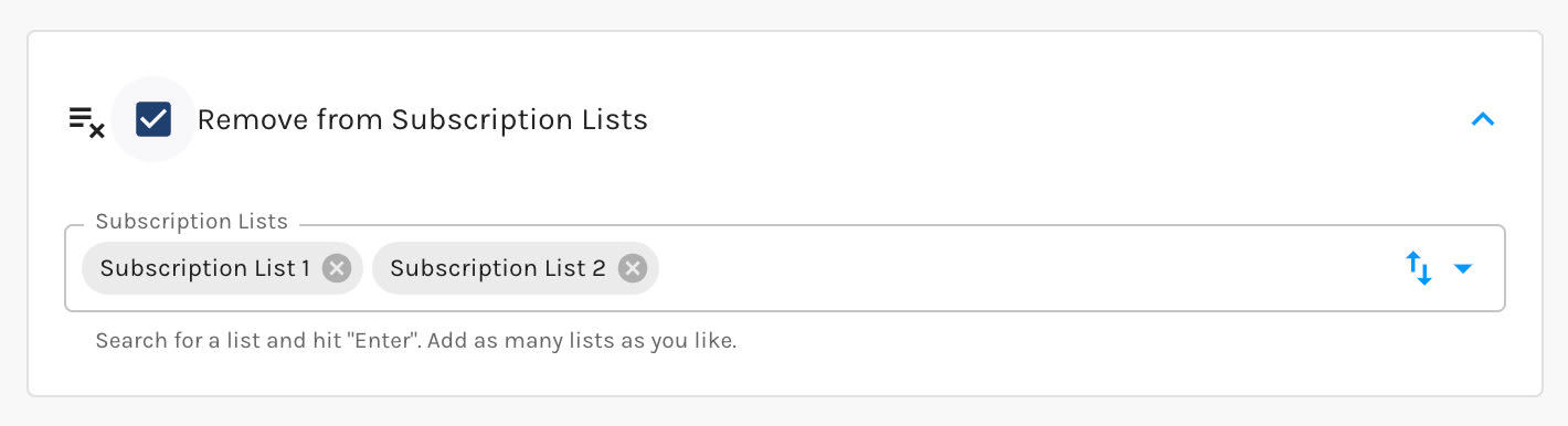 Remove from Subscription Lists Action