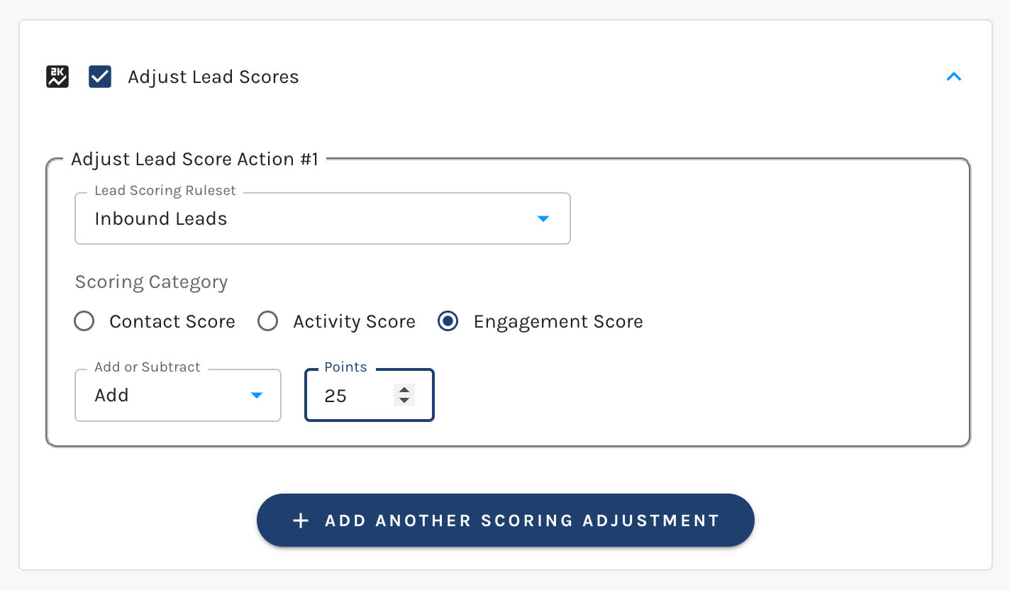 Adjust Lead Scores Action