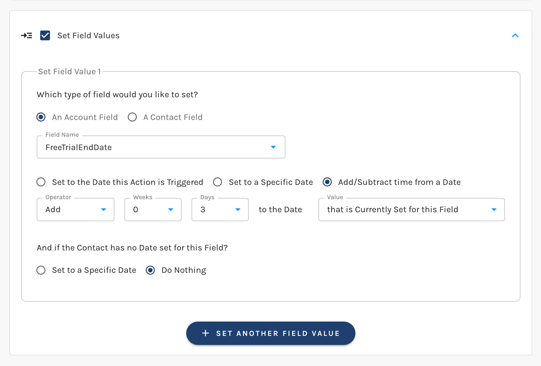 Set Field Values Action