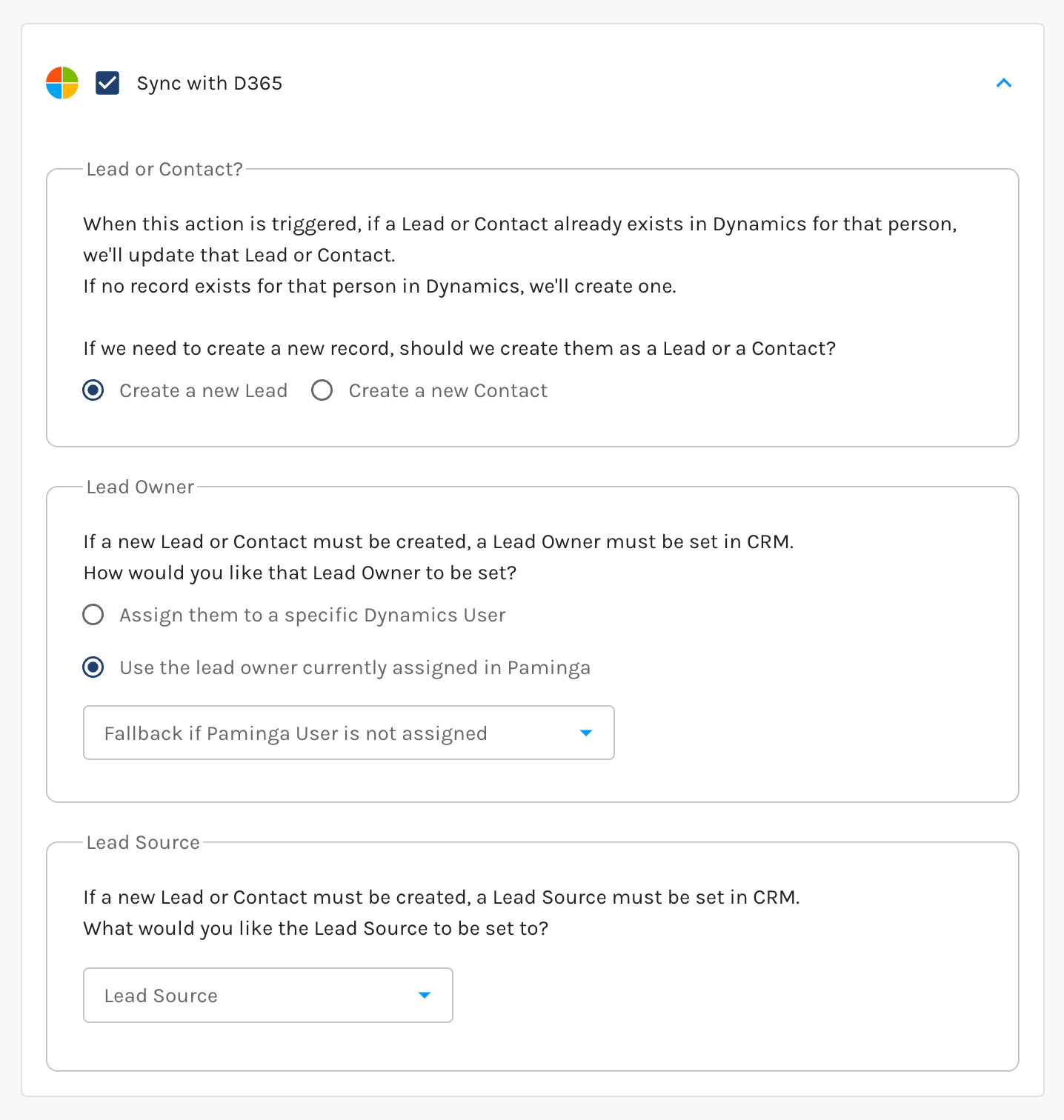 Sync with Dynamics 365 Action