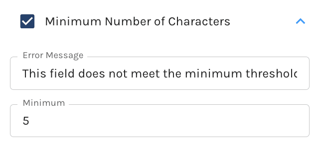 Minimum Characters Limit