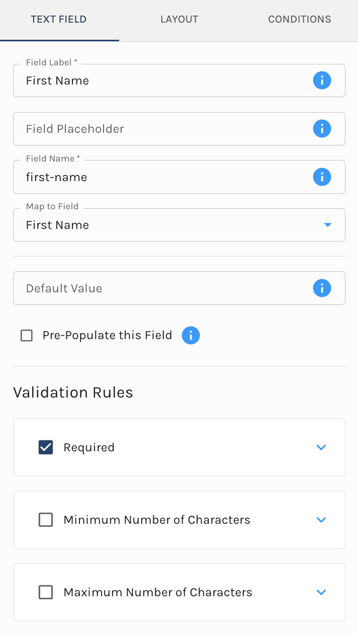 First Name Element Settings