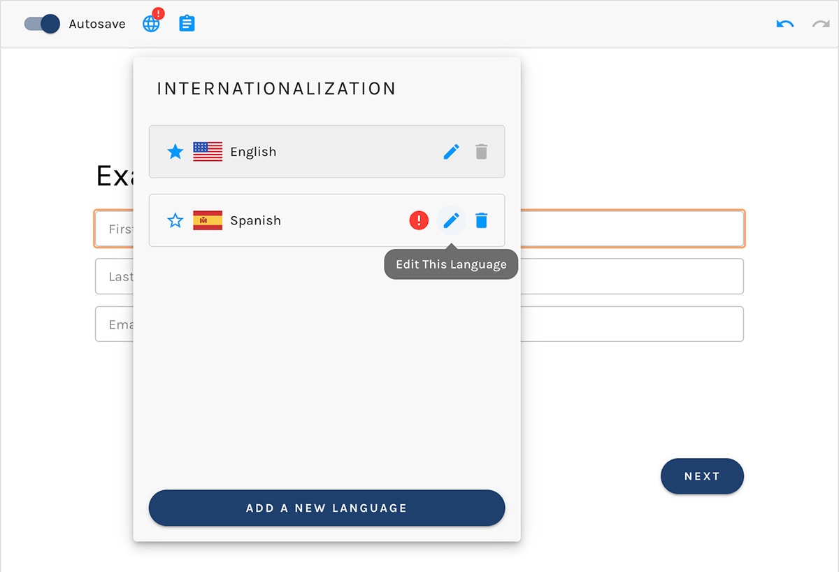 Form Internationalization – Edit Language