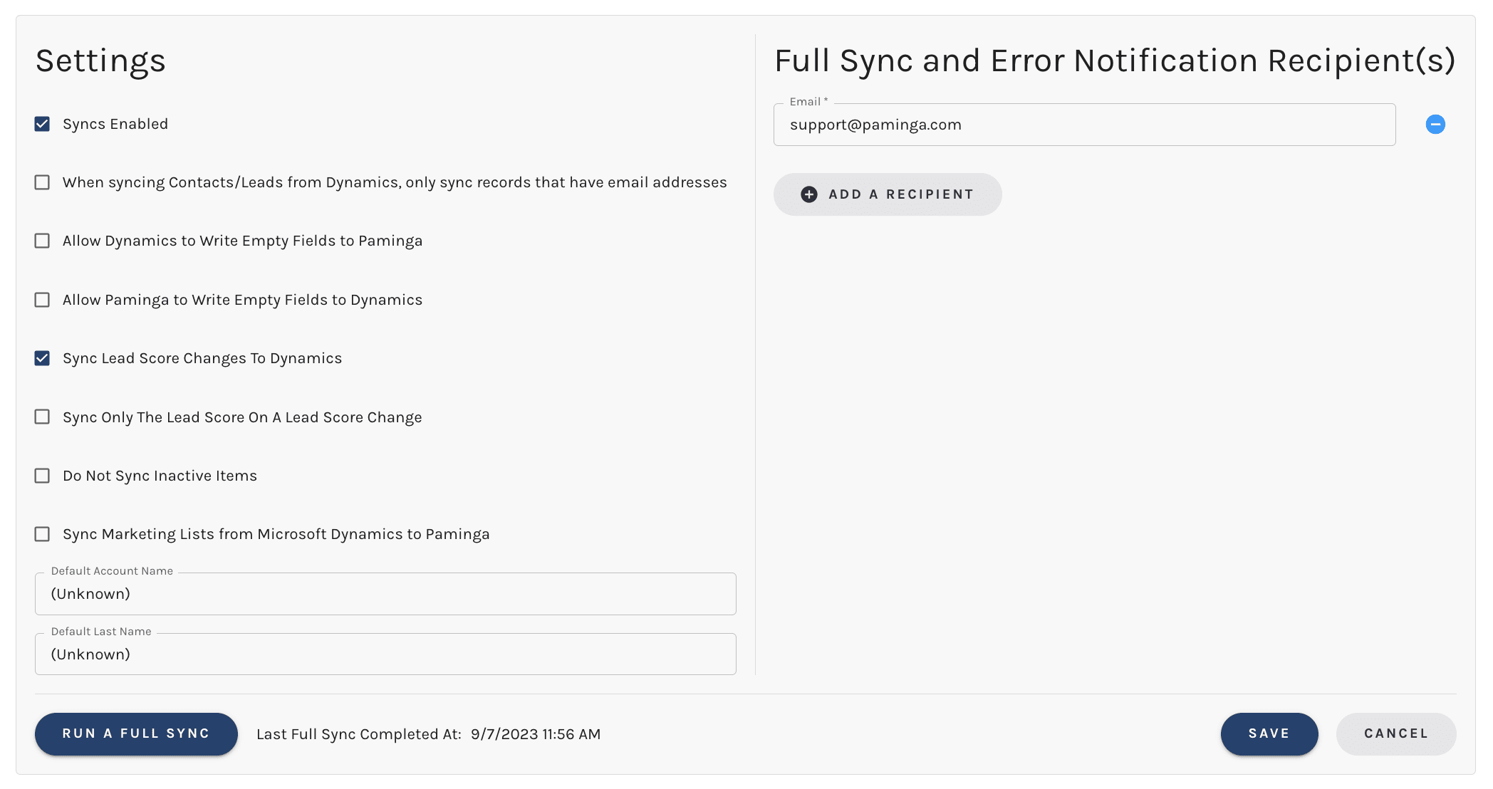 Dynamics Integration Setup
