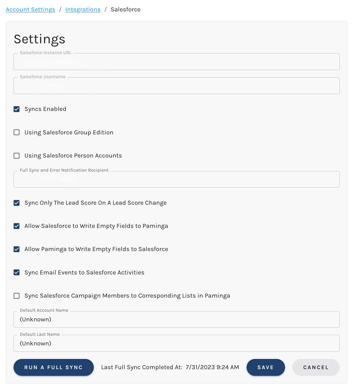 Salesforce Integration Setup