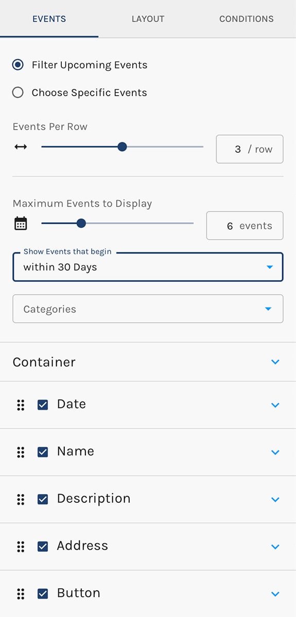 Event Listing – Filter Events