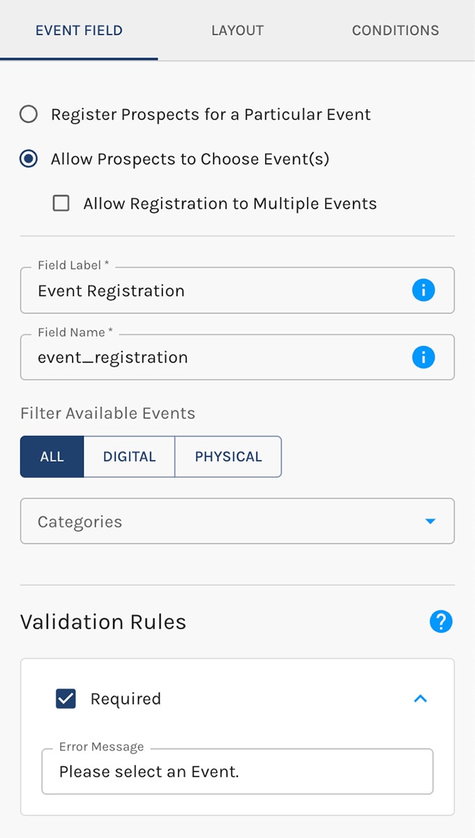 Event Registration Form Field