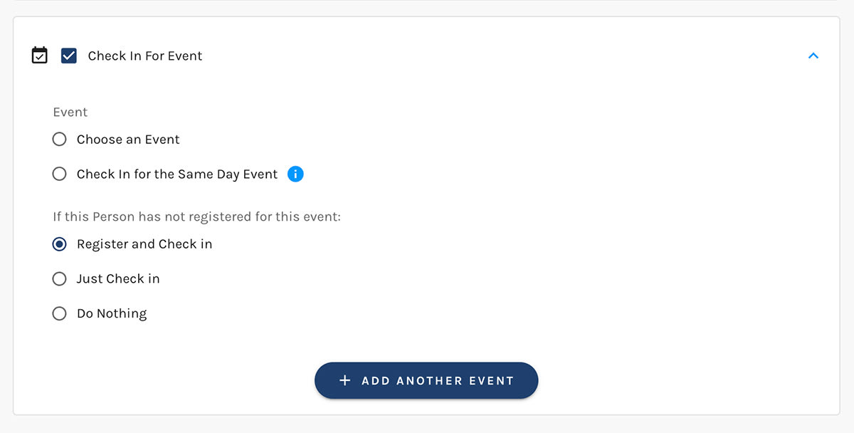 Event Check-In Action